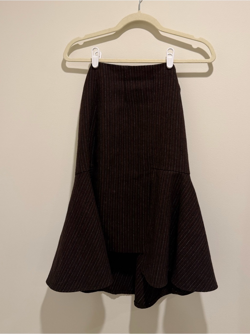 Vintage DAX Brown Pinstripe A-Line Flounce Skirt